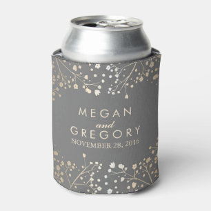 Baby's Breath Wedding Can Cooler