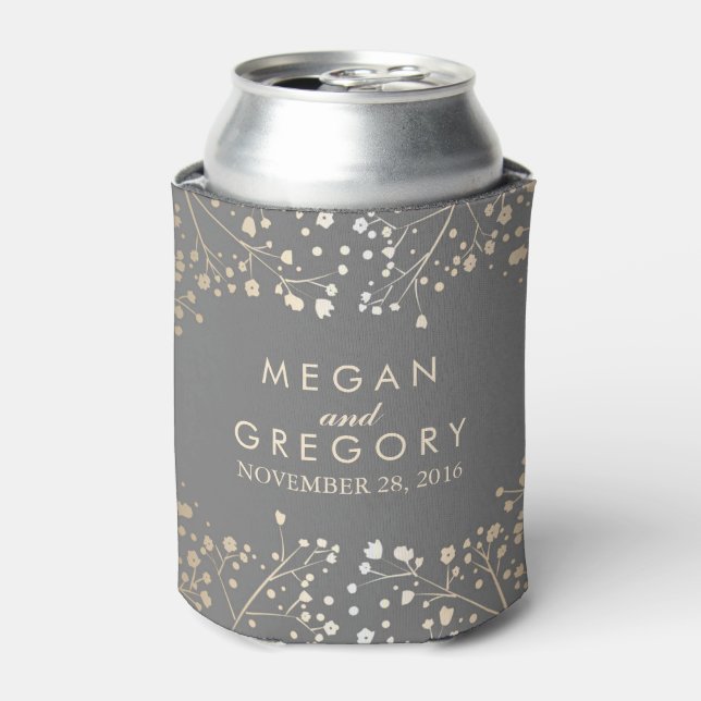 Baby's Breath Wedding Can Cooler (Can Front)
