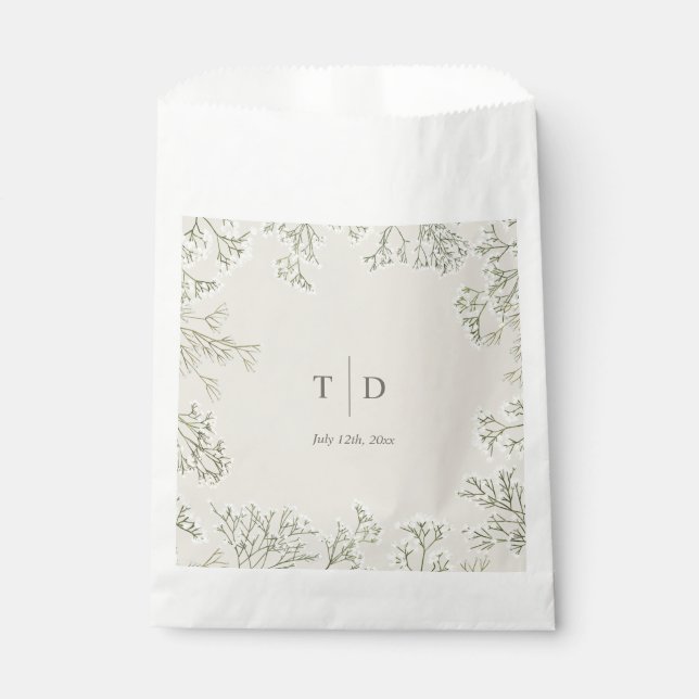 Baby's Breath Wedding Monogram Favour Bag (Front)