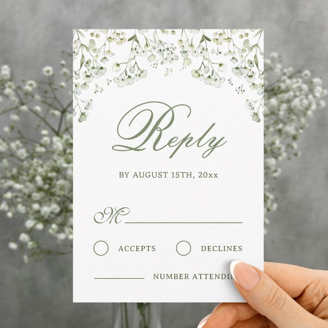 Baby's Breath Wedding RSVP Card (Creator Uploaded)