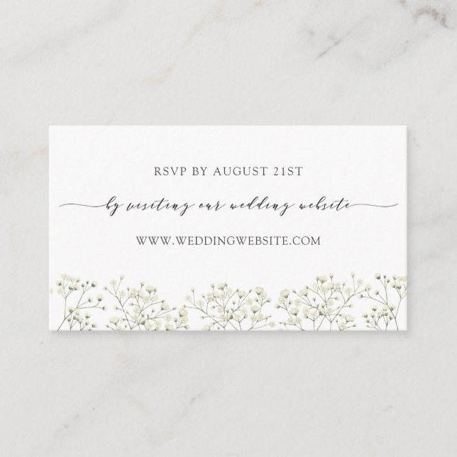 Baby's Breath Wedding RSVP Online Enc Enclosure Card (Front)