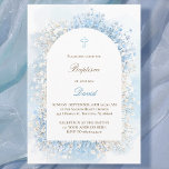 Baby's Breath white blue baby boy Baptism Invitation<br><div class="desc">Baby boy Baptism invitation</div>