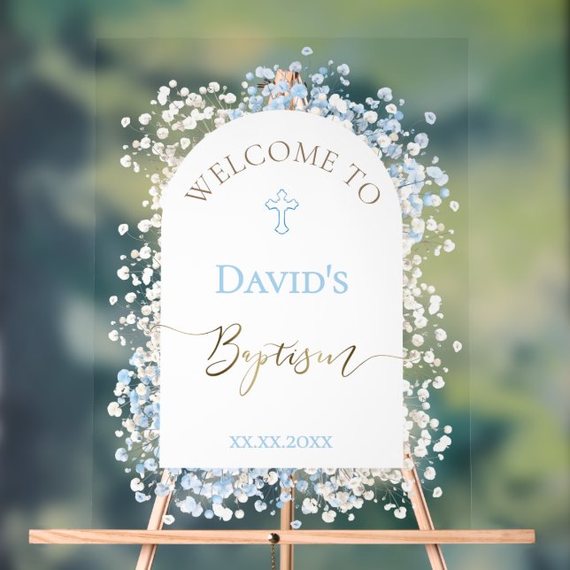 Baby's Breath white blue welcome sign (Neutre)