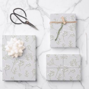 Baby's Breath White Floral Watercolor Gypsophila Wrapping Paper Sheet