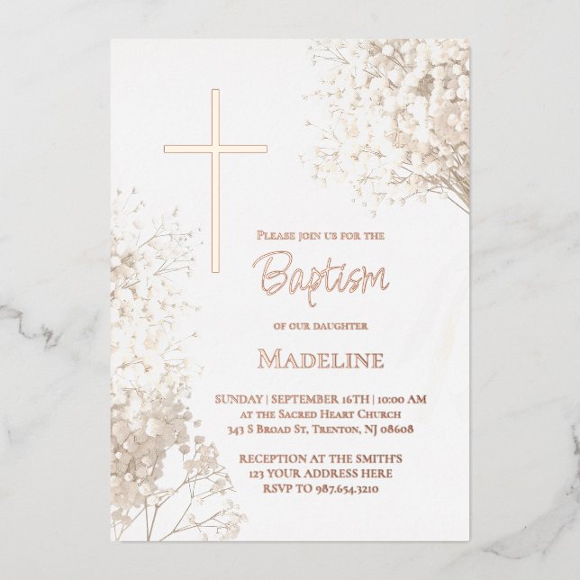baby's breath white flowers Baptism (Front)