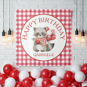 Baby's Cherry First Red Gingham Birthday  Tapestry
