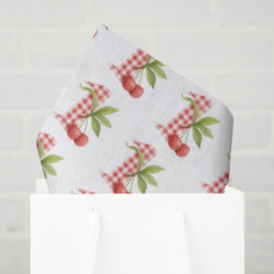 Baby's Cherry First Red Gingham Birthday Tissue Paper
