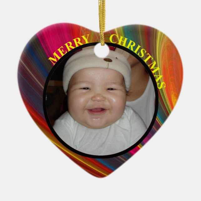 Baby's Colourful Merry Christmas Photo Ornament (Front)