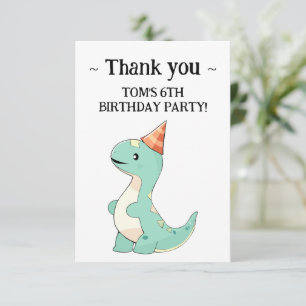 Baby's Cute Cartoon Baby Dinosaur Birthday Party Thank You Card