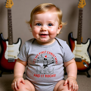 🎵🎸🎄Baby's DaVinci Rocking X-mas black Baby Bodysuit