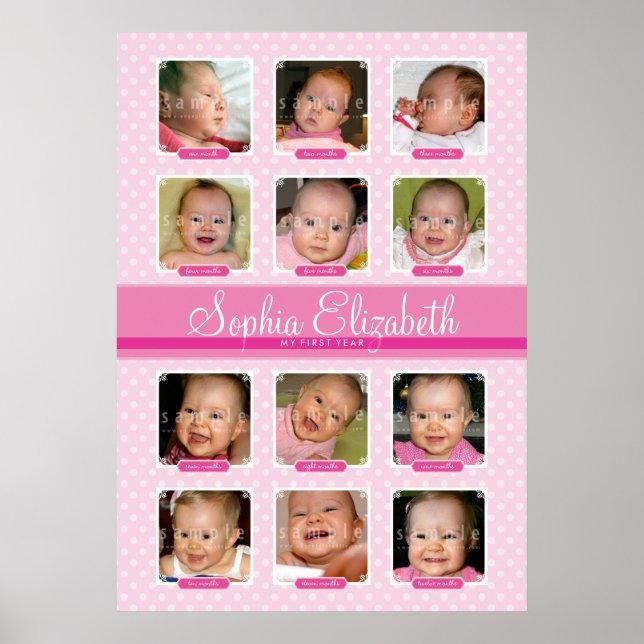 BABY'S FIRST 12 MONTHS BIRTHDAY KEEPSAKE  girl Poster (Front)