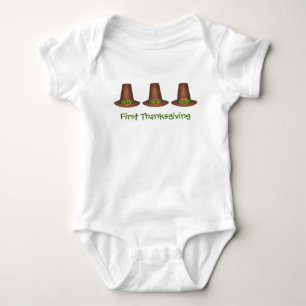 Baby's First 1st Thanksgiving Pilgrim Puritan Hat Baby Bodysuit