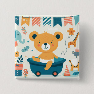 Baby's First Bath 2 Inch Square Button