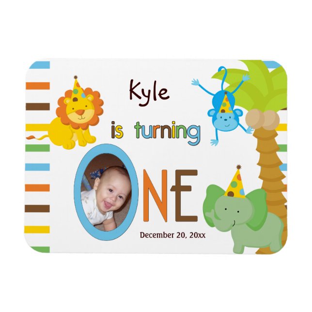 Babys First Birthday Customizable Party Favour Magnet (Horizontal)