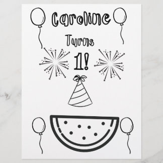 Baby's First Birthday Party Colouring Pages