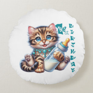 Baby's first birthday. Round Pillow