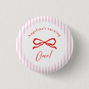 Baby's first birthday with soft Buttons. 1 Inch Round Button