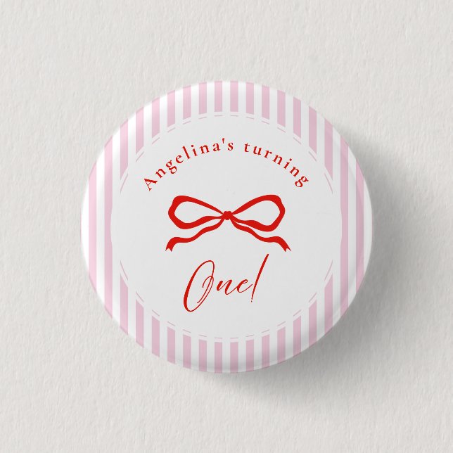 Baby's first birthday with soft Buttons. 1 Inch Round Button (Front)
