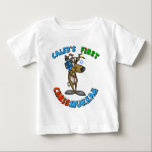 Baby's First Chrismukkah T-Shirt<br><div class="desc">This is custom-made for someone. But, you can remove the graphic text of the baby's name and then type in your own baby's name. It will be just plain black font straight. If you want a custom one made like this, email me.</div>