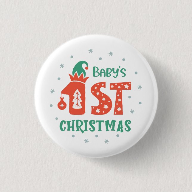 Baby's First Christmas  1 Inch Round Button (Front)