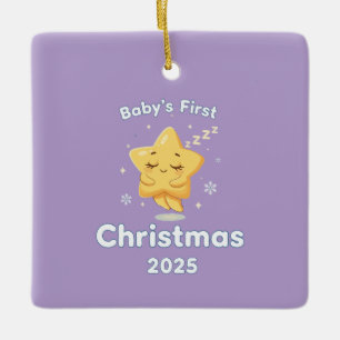 Baby's First Christmas 2025 Cute Sleeping Star Ceramic Ornament