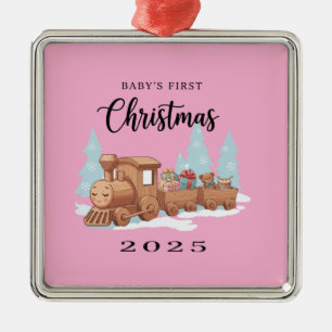 Baby's First Christmas 2025   Cute Wooden Toy  Metal Ornament