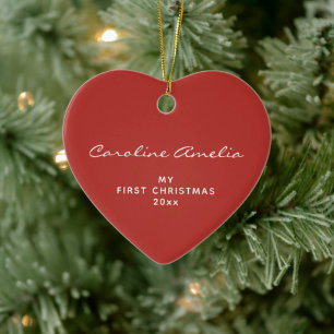 Baby's First Christmas 2026 Personalized Red Ceramic Ornament