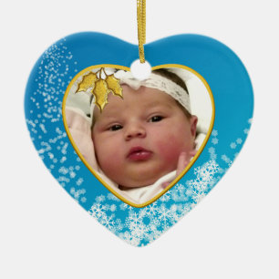 Baby's First Christmas 2 Sided Heart Ceramic Ornament