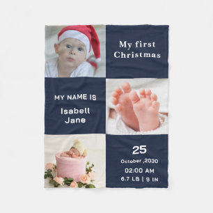 Baby's First Christmas 3 Photos  Fleece Blanket