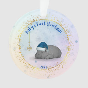Baby's First Christmas - Acrylic Hippo Ornament