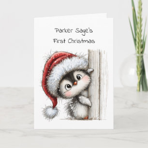 Baby's First Christmas, Baby Penguin, Black Text Card