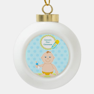 Baby's first Christmas ball ornament. Ceramic Ball Christmas Ornament