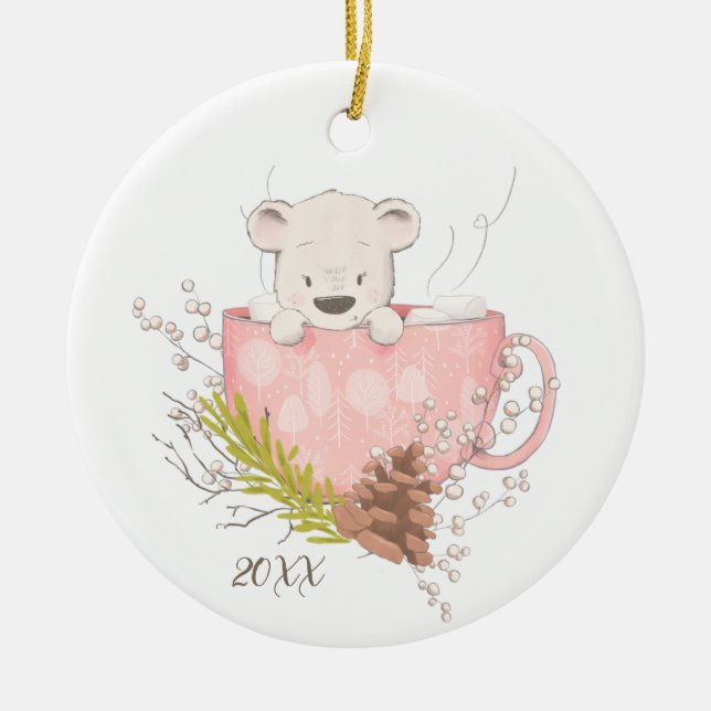 Baby's First Christmas Bear Ceramic Ornament (Front)