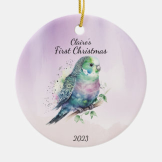 Baby's First Christmas Bird Personalized Ceramic Ornament