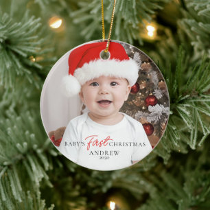 Baby's First Christmas Birth Stats Ceramic Ornament