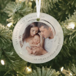 Baby's First Christmas Birth Stats Marble Photo  Glass Ornament<br><div class="desc">This beautiful photo keepsake ornament is a special way to celebrate a new baby</div>