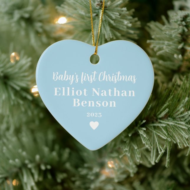 Baby's First Christmas Blue Full Photo  Ceramic Ornament (Tree)