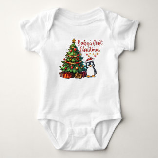 Baby's First Christmas Bodysuit | Cute Penguin 