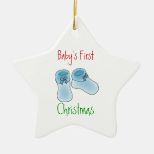 Baby's first Christmas (boy) Ceramic Ornament