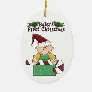 Baby's First Christmas Candy Cane Ceramic Ornament