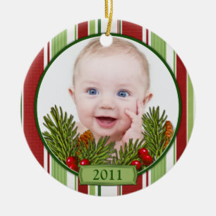 Baby's First Christmas Candy Stripes Ceramic Ornament