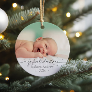 Baby's First Christmas Ceramic Photo Ornament