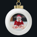 Baby's First Christmas Ceramic Photo Ornament<br><div class="desc">Capture wonderful family memories with a personalized ceramic ball ornament. Select from three festive holiday designs then customize the face of the ornament with your favourite photos,  images and text to create a priceless keepsake.</div>