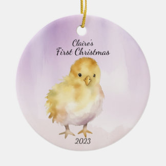 Baby's First Christmas Chick Personalized Ceramic Ornament