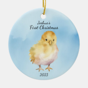 Baby's First Christmas Chick Personalized Ceramic Ornament
