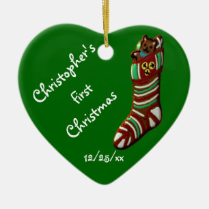 "Baby's First Christmas" - Christmas Stocking Ceramic Ornament