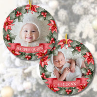 Baby's First Christmas Classic Floral Frame Photo