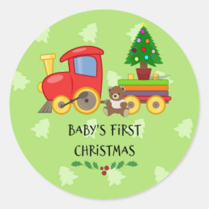 Baby's First Christmas Classic Round Sticker