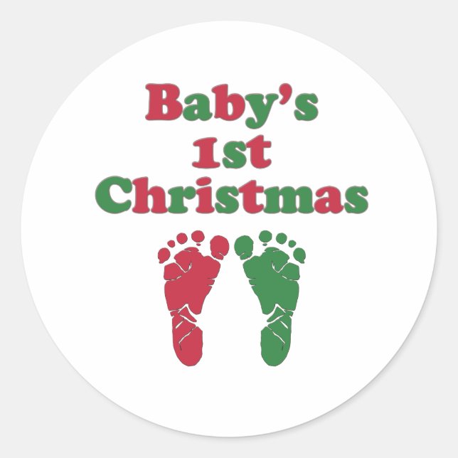 Baby's First Christmas Classic Round Sticker (Front)