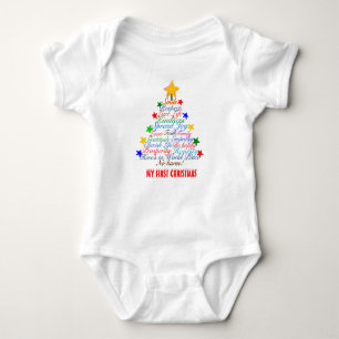 Baby's First Christmas Colourful Tree Stars Baby Bodysuit